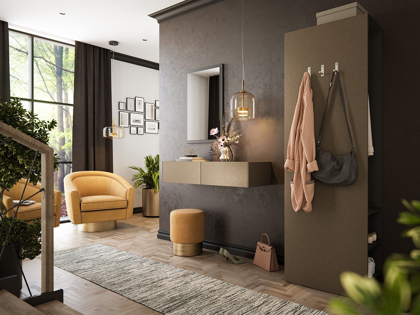Extraschmale Garderobe Mariposa Mit Bank Konfigurierbar Versch Farben Und Grossen